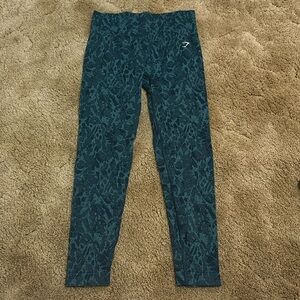 Blue/teal Gymshark animal leggings. Size M